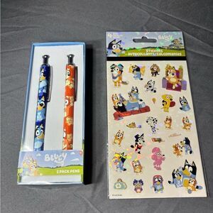Bluey Pen and Sticker Set - Blue and Red